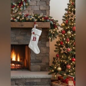 Wondershop White Knit Stocking with Red Letter B